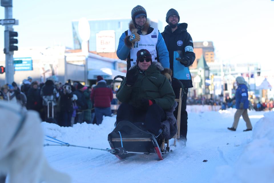 For the first time in 12 tries, Mansfield native Matt Failor. wearing white race jersey, had a Top 10 finish in the 2023 Iditarod Trail Sled Dog Race, finishing 8th.