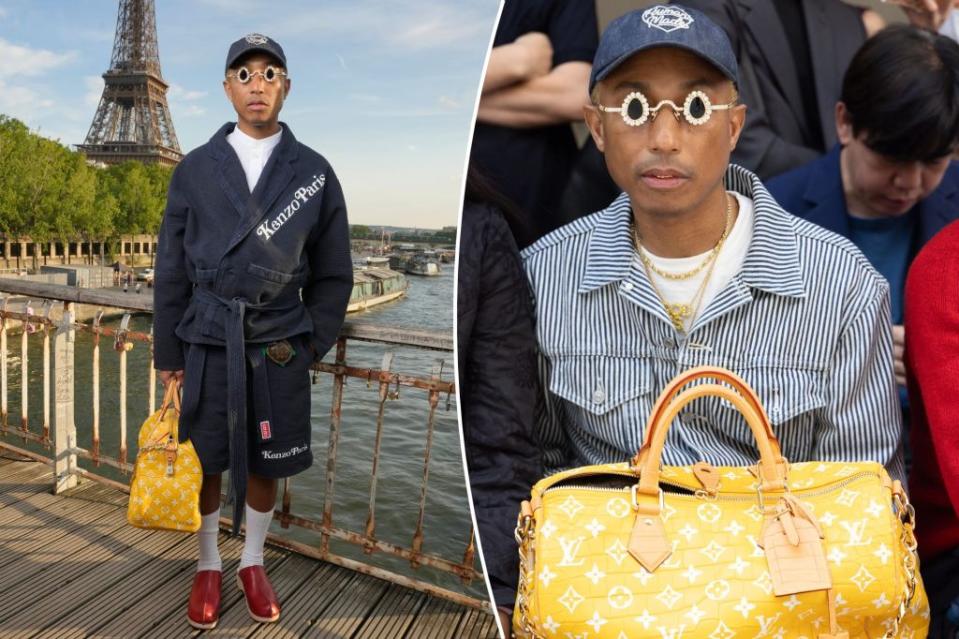 Louis Vuitton Men’s Creative Director Pharrell Williams toted his “Millionaires Speedy 40” bag all over Paris last year — the exclusive style is also part of the label’s VIP showcase on the Upper East Side. Images: Getty