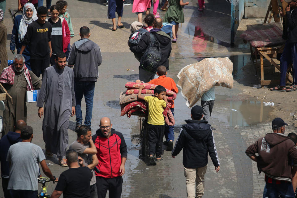 Displaced Palestinians flee Rafah as Israel orders evacuation.  (AFP - Getty Images)