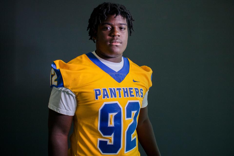 Newberry High School Panthers’ defensive tackle Jarquez Carter during the high school football media day at the Hotel Indigo in Gainesville on July 18, 2022.