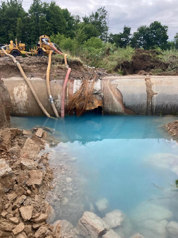 A leak sprung in the water transmission main.