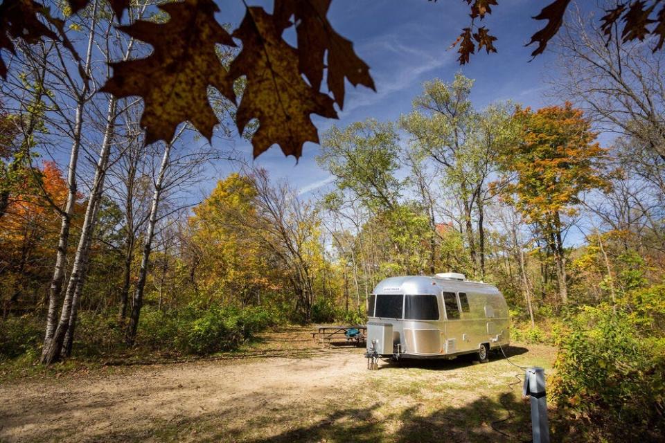 Camp among the trees at Perrot State Park