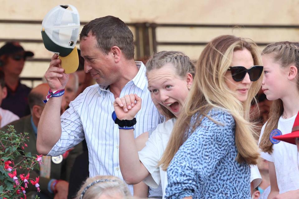 <p>Chris Jackson - Pool/Getty Images</p> Peter Phillips, his daughter Savannah and Harriet Sperling
