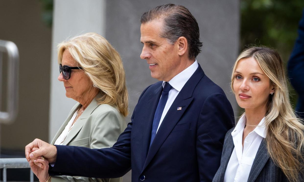 <span>Hunter Biden with Jill Biden (left) and his wife, Melissa Cohen Biden, as he departs court in Wilmington, Delaware, on 10 June.</span><span>Photograph: Jim Lo Scalzo/EPA</span>