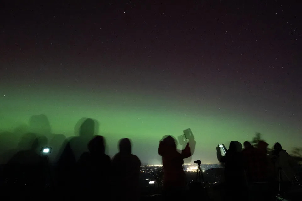 The event is expected to produce auroras potentially as far south as northern California or Alabama.  (Saul Loeb / AFP via Getty Images)