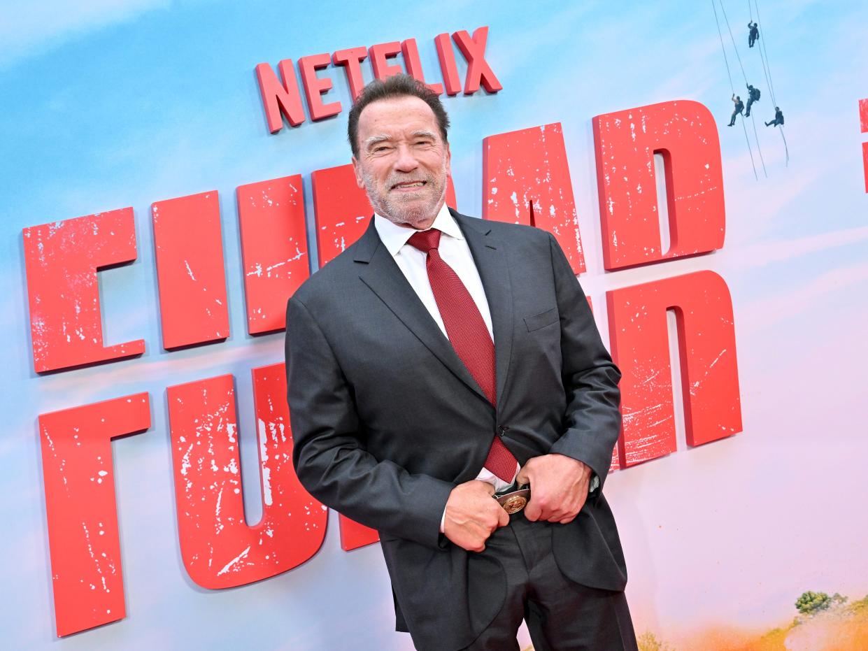 Arnold Schwarzenegger at the Los Angeles Premiere of Netflix's "Fubar" in May 2023.