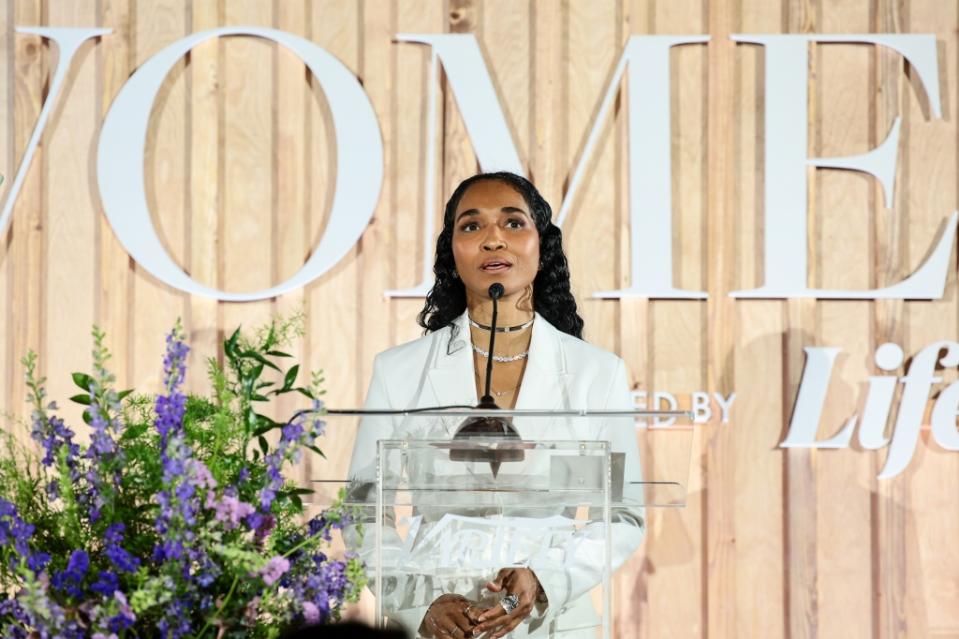 NEW YORK, NEW YORK - APRIL 04: Chilli speaks onstage during Variety's Power of Women presented by Lifetime at The Grill on April 4, 2023 in New York City. (Photo by Dimitrios Kambouris/Variety via Getty Images)