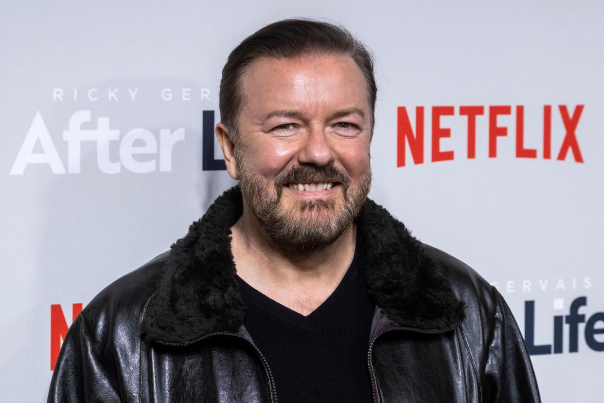 Ricky Gervais attends a screening of Netflix's "After Life" at the Paley Center for Media on Thursday, March 7, 2019, in New York. (Photo by Charles Sykes/Invision/AP)