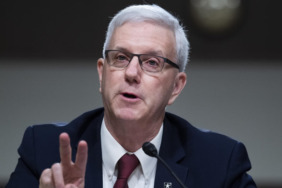 James E. McPherson, then nominee to be under secretary of the Army, testifies during his Senate Armed Services Committee confirmation hearing in Dirksen Building on Thursday, January 16, 2020. (Tom Williams/CQ Roll Call via Getty Images)