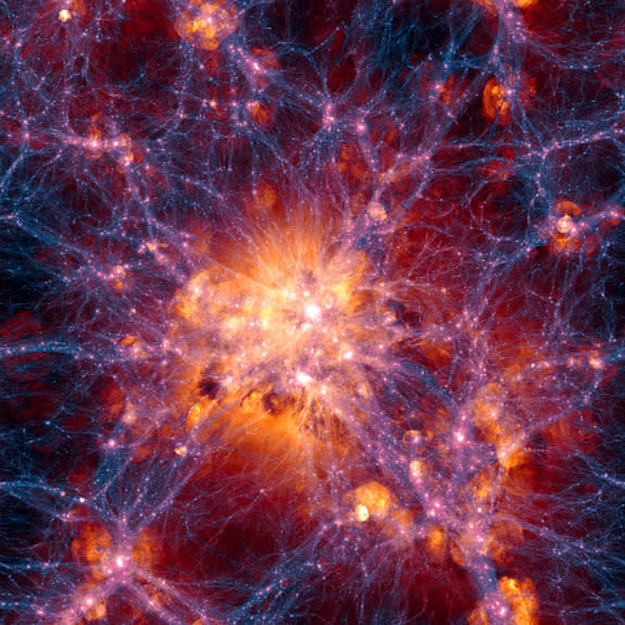 This simulation shows the large-scale structure of the universe.