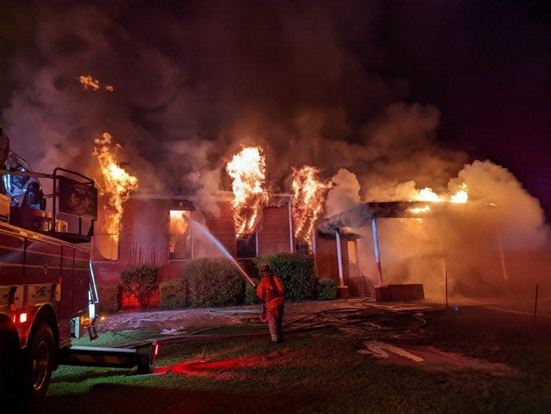 The Tallahassee Fire Department (TFD) shared these photos of firefighters fighting the overnight inferno at Chabad of Tallahassee and FSU at 224 Chapel Drive.