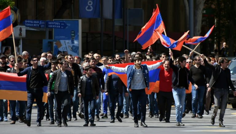 Protesters in Armenia shouted, clapped, whistled, beat drums and tooted car horns in demonstrations that underscore the political turmoil gripping the impoverished country of 2.9 million people