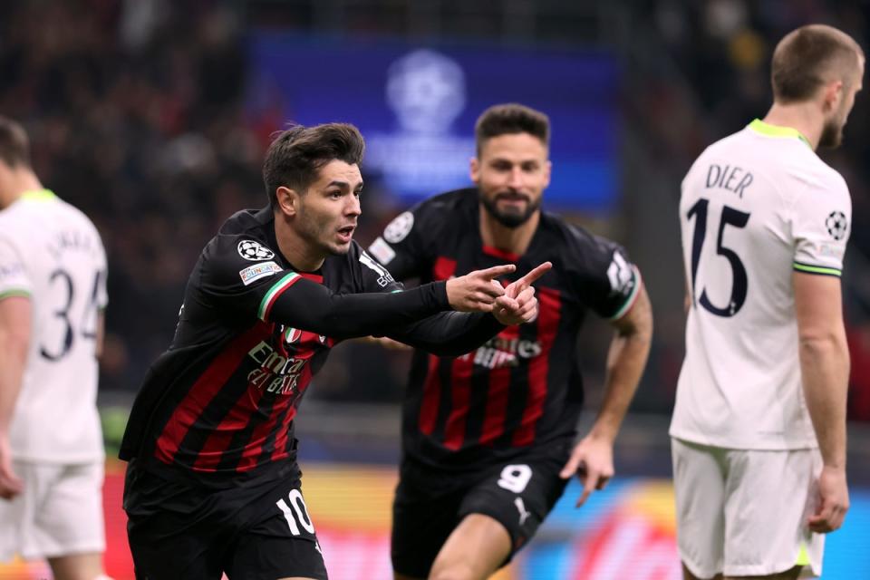 Brahim Diaz celebrates his goal (Fabrizio Carabelli/PA) (PA Wire)