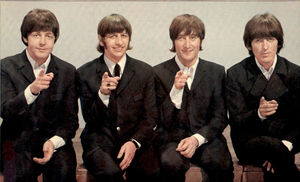 BEATLES  1966 Paul McCartney, Ringo Starr, John Lennon and George Harrison at Top Of The Pops 