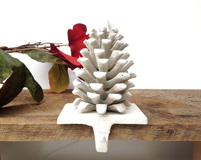 17) White Pine Cone Stocking Holder