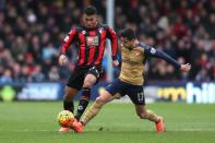 Football Soccer - AFC Bournemouth v Arsenal - Barclays Premier League - Vitality Stadium - 7/2/16 Bournemouth's Joshua King in action with Arsenal's Alexis Sanchez Action Images via Reuters / Matthew Childs Livepic