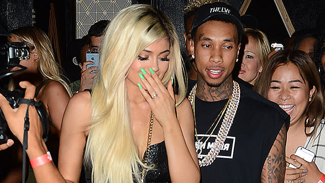 How's this for a birthday gift?! Rapper Tyga, 25, brought out the big guns for his reported girlfriend Kylie Jenner's 18th birthday, gifting the youngest member of the Kardashian clan with a white Ferrari. Kylie's actual birthday is today, though she celebrated in style on Sunday night at Bootsy Bellows nightclub in Hollywood. The luxury car is reportedly a Ferrari 482 Italia, worth $320,000. <strong>WATCH: Kanye West on Tyga and Kylie -- 'I Think He Got in Early, I Think He Was Smart'</strong> All Access Photo Agency Obviously, the birthday girl was pleased with the gift. "So crazy," the reality star said on tape, in awe of her new ride. "This is my dream." All Access Photo Agency Of course, Kylie's mom, Kris Jenner, couldn't resist taking a ride with Kylie, the two posing for pics. All Access Photo Agency The now legal <em>Keeping Up With the Kardashians</em> star went blonde for her big day, surrounded by her famous family. Her sisters Kendall Jenner, Kim Kardashian, Kourtney Kardashian, and Khloe Kardashian were all in attendance at the big bash, as well as Kanye West and Khloe's reported boyfriend, NBA star James Harden. Caitlyn Jenner was also at the festivities, Kylie captioning this group pic, "MY GIRLS. party night. #18@12." Fetty Wap provided the party entertainment, performing his big hit, "Trap Queen." The festivities appeared to be too much for 38-year-old Kanye to handle. Kim posted this picture of the "Only One" rapper all tuckered out by the end of the night. Though nobody's probably happier about Kylie's big day than Tyga. The "Rack City" rapper Instagrammed a racy pic of his reported girlfriend on Monday, writing, "Happy bday to the dopest girl ever!" <strong>WATCH: Khloe Kardashian Hugs It Out With Kylie Jenner and Tyga</strong> Late last month, Khloe defended Kylie and Tyga's reported relationship, telling <em>Complex</em>, "I think at 16 I was probably f**king someone that was in their 20s, for sure. I wouldn't say I was even dating, probably just sleeping with them. But again Kylie is not a normal 17-year-old." "Kylie is taking business meetings and bought her first house, or she's going on a private plane with Karl Lagerfeld to take a meeting," she added. "That's not even what people do in their 30s. It's a rare circumstance, so let's treat this as a special case." Watch below: