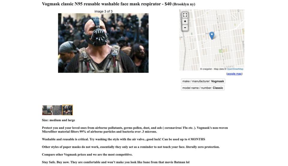 Coronavirus Craigslist Vogmask