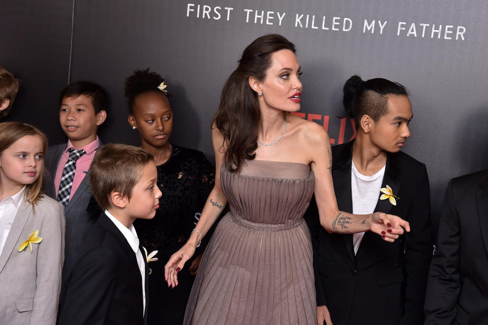 Angelina Jolie Accompanied By Kids at First They Killed My Father Premiere in NYC