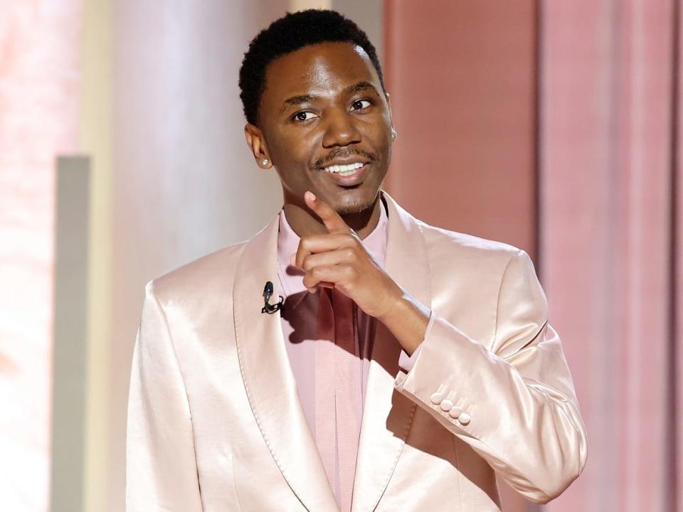 Host Jerrod Carmichael speaks during the 80th Annual Golden Globe Awards. (Rich Polk/NBC via The Associated Press - image credit)