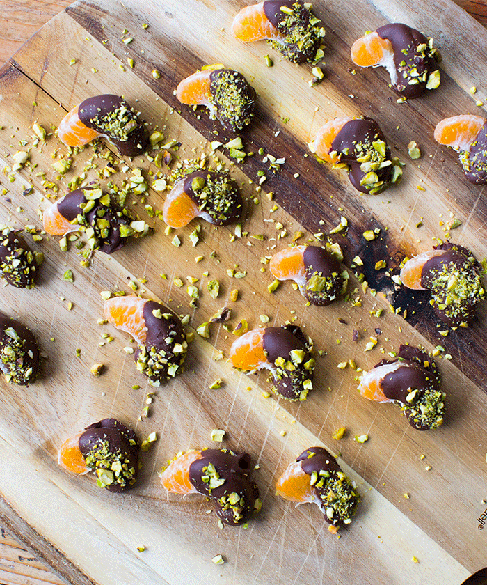 Pistachio and Dark Chocolate dipped mandarin