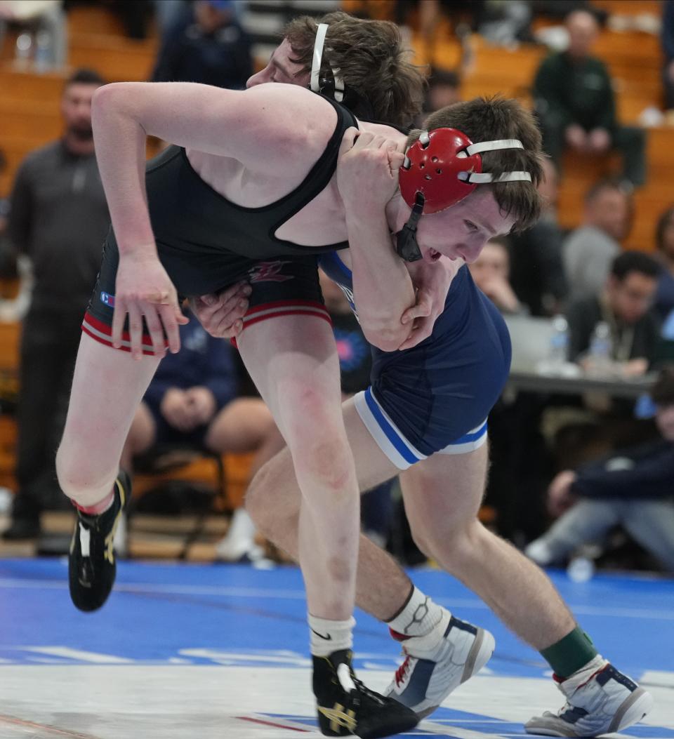 Florham Park, NJ -- December 28, 2023 -- Jack Bergmann of Lakeland defeated Anthony Pellegrino of Seton Hall Prep in the finals of the 113 lb. match to win the Sam Cali Wrestling Invitational that took place at Ferguson Recreation Center on the campus of FDU-Madison