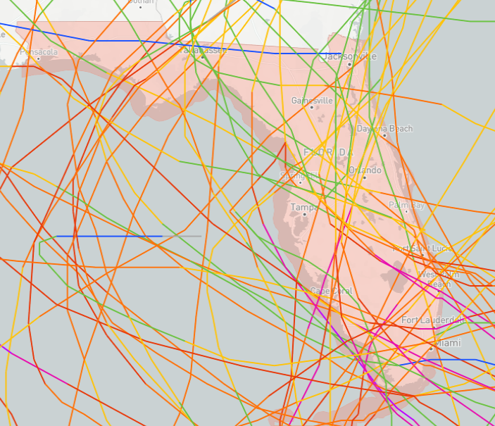 Category 2 hurricanes that have hit Florida between 1842 and 2022.