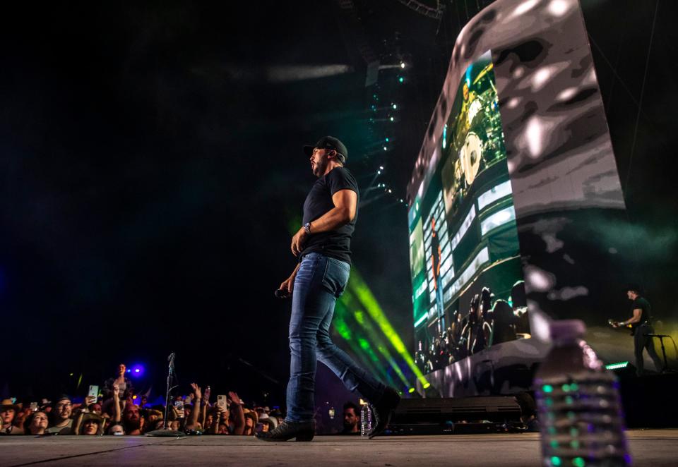 Luke Bryan performs his headlining set on the Mane stage at Stagecoach at the Empire Polo Club in Indio, Calif., Friday, April 28, 2023. 