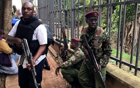 Security forces at the scene in Nairobi - Credit: AP Photo/Ben Curtis