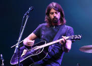 SAN FRANCISCO, CA - SEPTEMBER 12: Dave Grohl of the Foo Fighters performs during an Apple special event at the Yerba Buena Center for the Arts on September 12, 2012 in San Francisco, California. Apple announced the iPhone 5, the latest version of the popular smart phone. (Photo by Justin Sullivan/Getty Images)