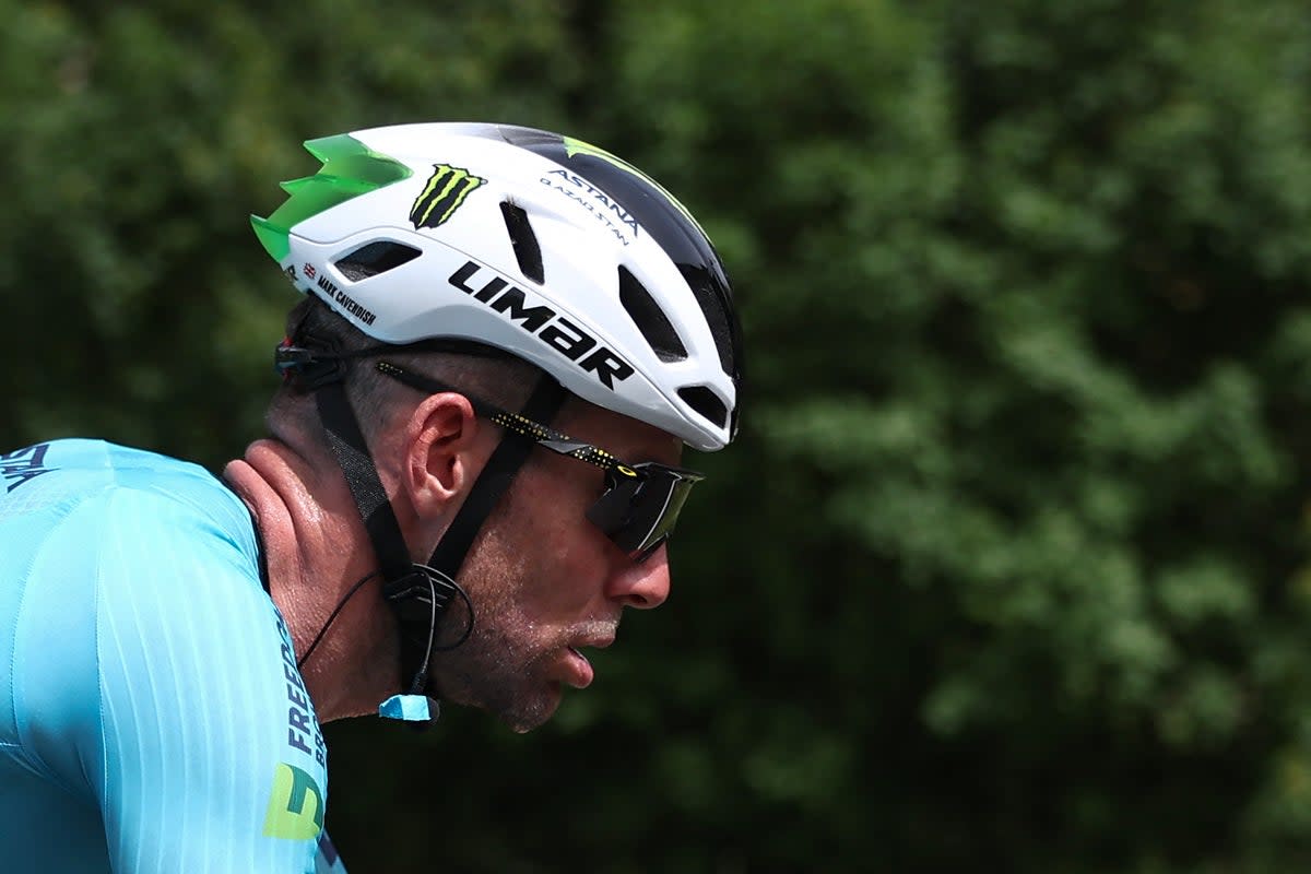 Mark Cavendish suffered in the heat on stage one (AFP via Getty Images)