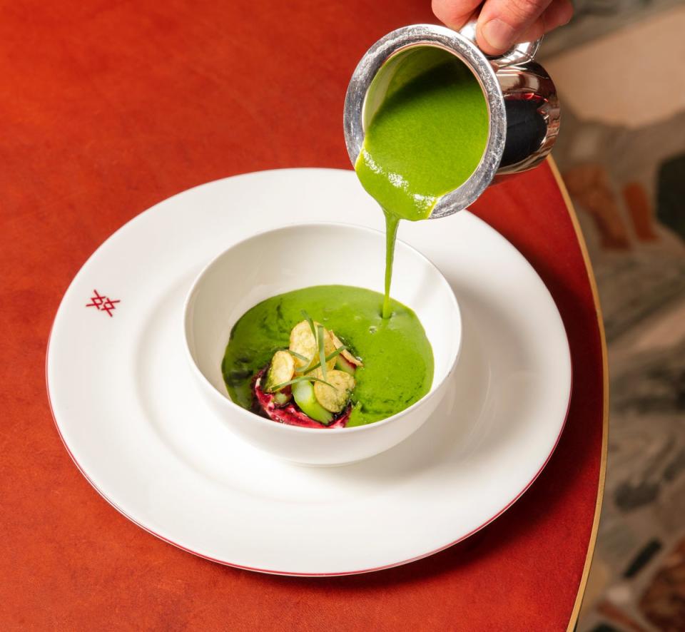 Wild Garlic & Asparagus Soup at Mount St. Restaurant (Mount St. Restaurant)