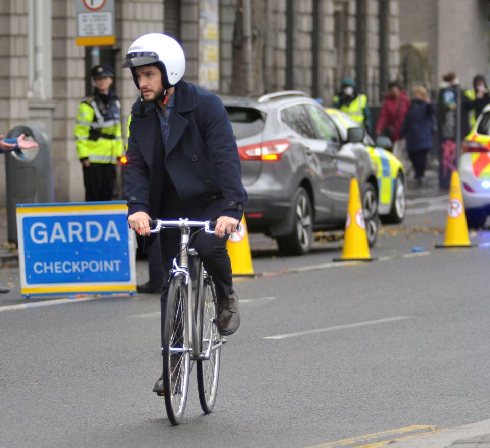 <p>Kit Harrington was riding his bike and filming scenes for Amazon Prime's <em>Modern Love</em> in Dublin, Ireland.</p>