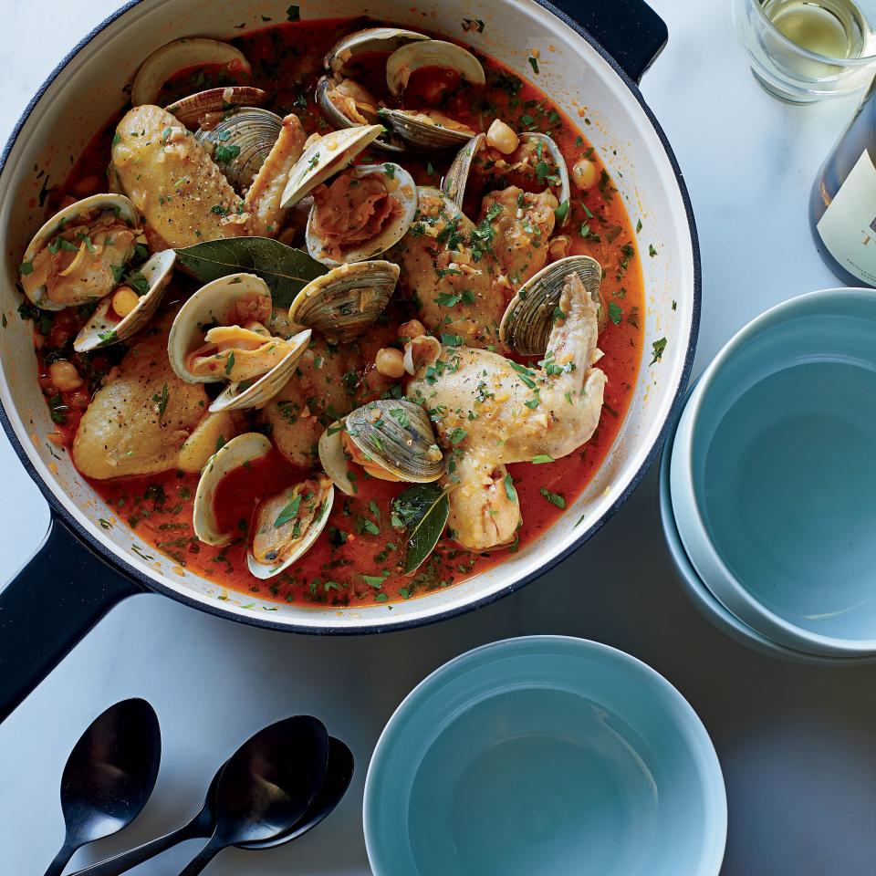 Beer-Braised Chicken Stew with Fava Beans and Peas