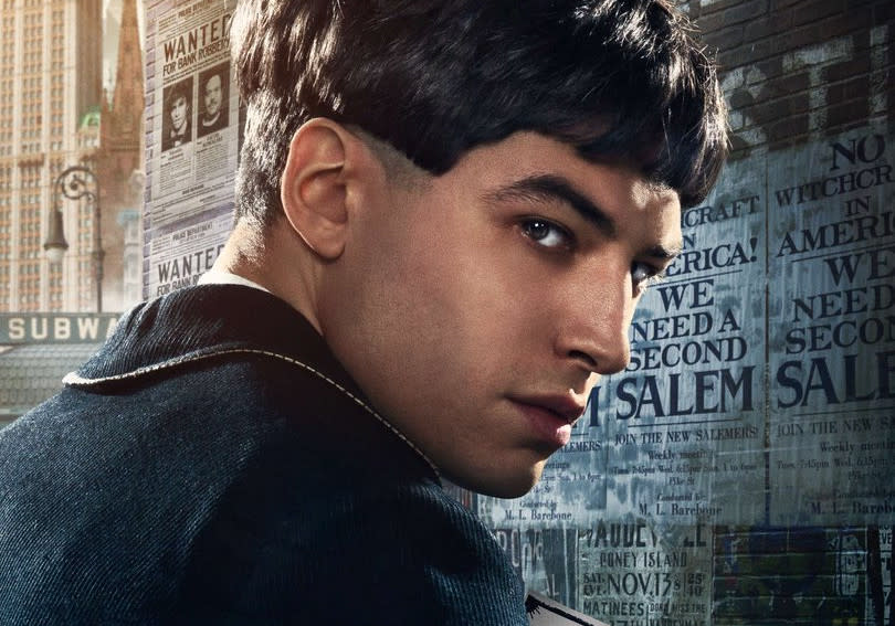 Ezra Miller's character Credence in one of the 'Fantastic Beasts' character posters.