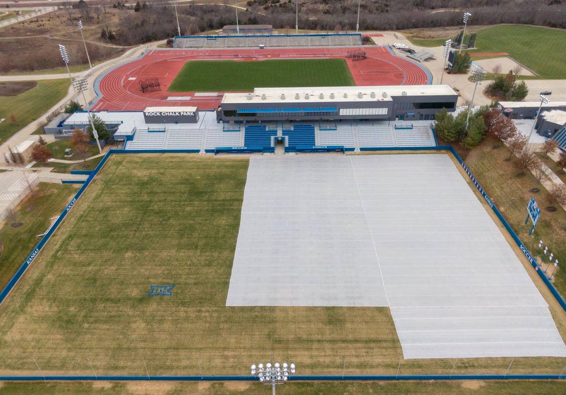Here’s an aerial view of Rock Chalk Park in west Lawrence, which could play host to international soccer teams as a training site during World Cup 2026.