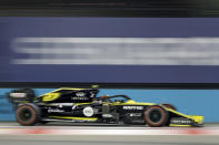 Renault driver Nico Hulkenberg of Germany steers his car during the qualifying round for the Singapore Formula One Grand Prix at the Marina Bay City Circuit in Singapore, Saturday, Sept. 21, 2019. (AP Photo/Vincent Thian)