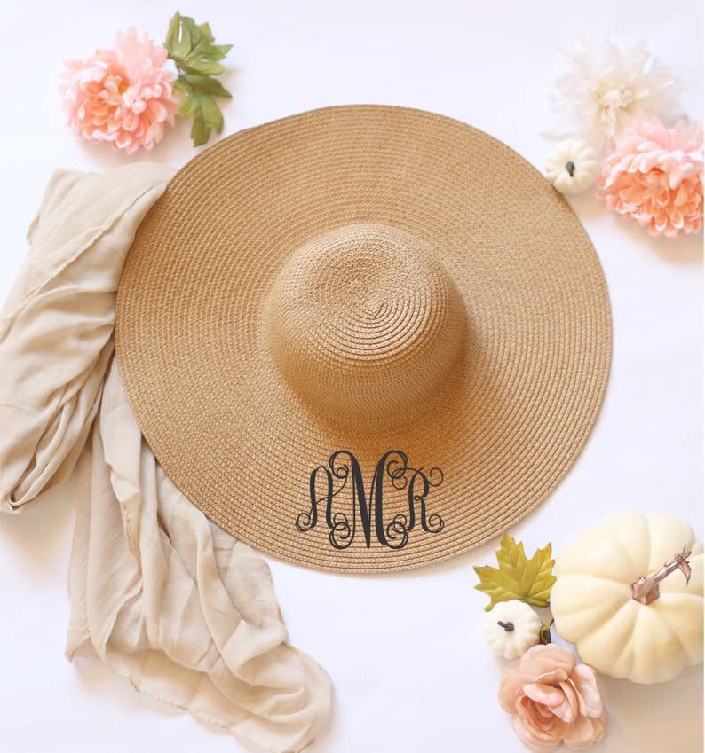 <strong><a href="https://fave.co/2wWkIYw" target="_blank" rel="noopener noreferrer">Bragging Bags</a>&nbsp;</strong>offers personalized floppy hats with monograms, sayings, etc.