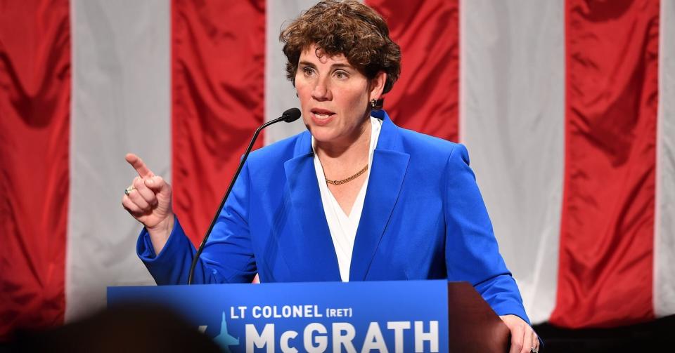 Retired fighter pilot Amy McGrath became Senate Majority Leader Mitch McConnell's first major opponent when she launched her campaign earlier this month. (Photo: CNBC)