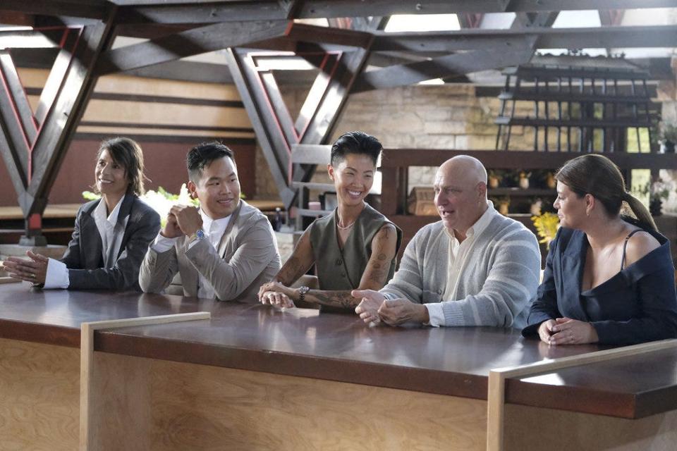 Renowned chef Dominique Crenn (from left) and "Top Chef" all-star Buddha Lo joined the judges' table with "Top Chef" host Kristen Kish and perennial judges Tom Colicchio and Gail Simmons on Episode 4 of "Top Chef: Wisconsin."