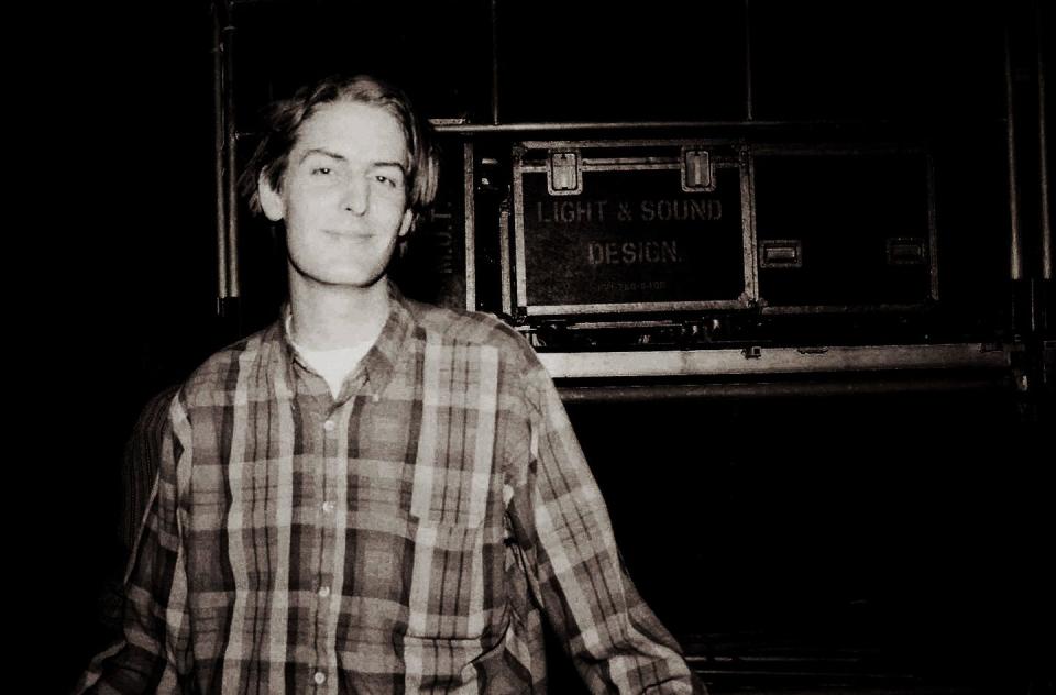 <p>Stephen Malkmus backstage at Castaic Lake Natural Amphitheater after Pavement's set and before Mudhoney and Sonic Youth perform on September 26, 1992 in Castaic, California.</p>