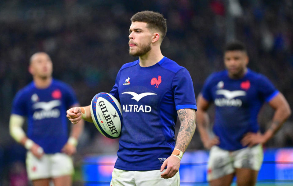 MARSEILLE, FRANCE - FEBRUARY 2: Matthieu Jalibert of France in action during the Guinness Six Nations 2024 match between France and Ireland at Orange Velodrome on February 2, 2024 in Marseille, France. (Photo by Christian Liewig - Corbis/Getty Images)