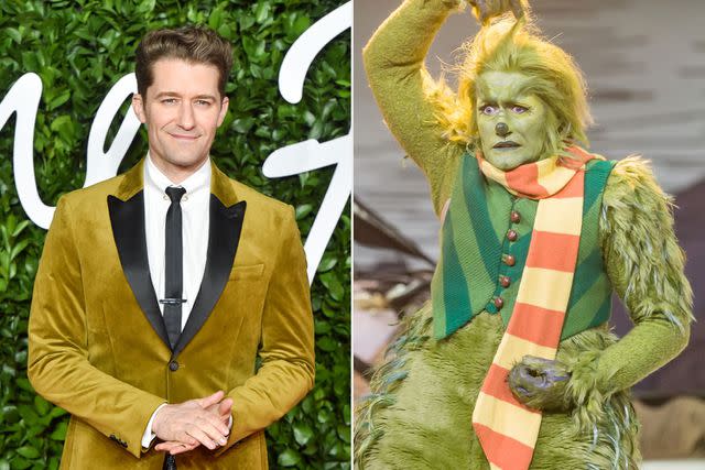 <p>getty; NBC</p> Matthew Morrison and his Grinch from 'Dr. Seuss' The Grinch Musical Live!'