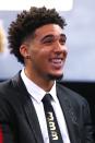 <p>LiAngelo Ball, brother of potential draft pick Lonzo Ball, looks on before the first round of the 2017 NBA Draft at Barclays Center on June 22, 2017 in New York City. </p>