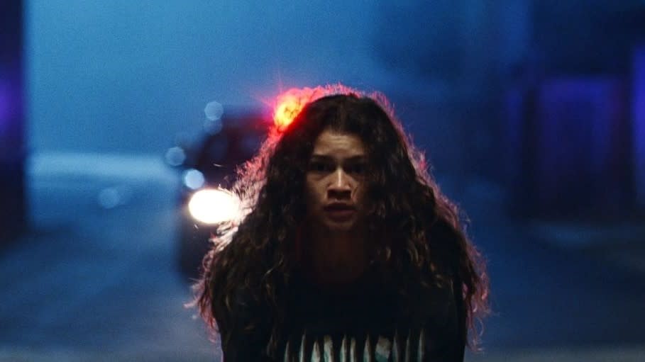 Zendaya's Rue walks down a road in Euphoria season 2