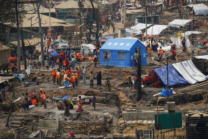 Rohingya refugee camp following massive fire in Cox's Bazar