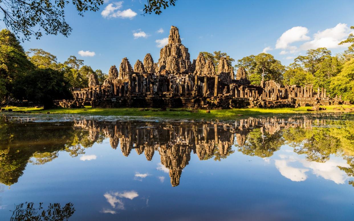 Angkor Wat in Cambodia, site of the ancient city which replaced the earlier capital of Mahendraparvata - Getty Images Contributor