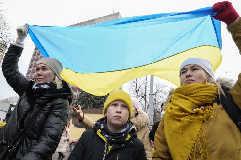 Una marcha a favor de Ucrania en Chisinau, capital de Moldavia