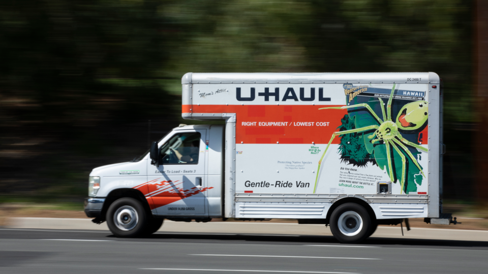 U-Haul moving truck on the road in Fullerton, California - Matt Gush/iStockphoto