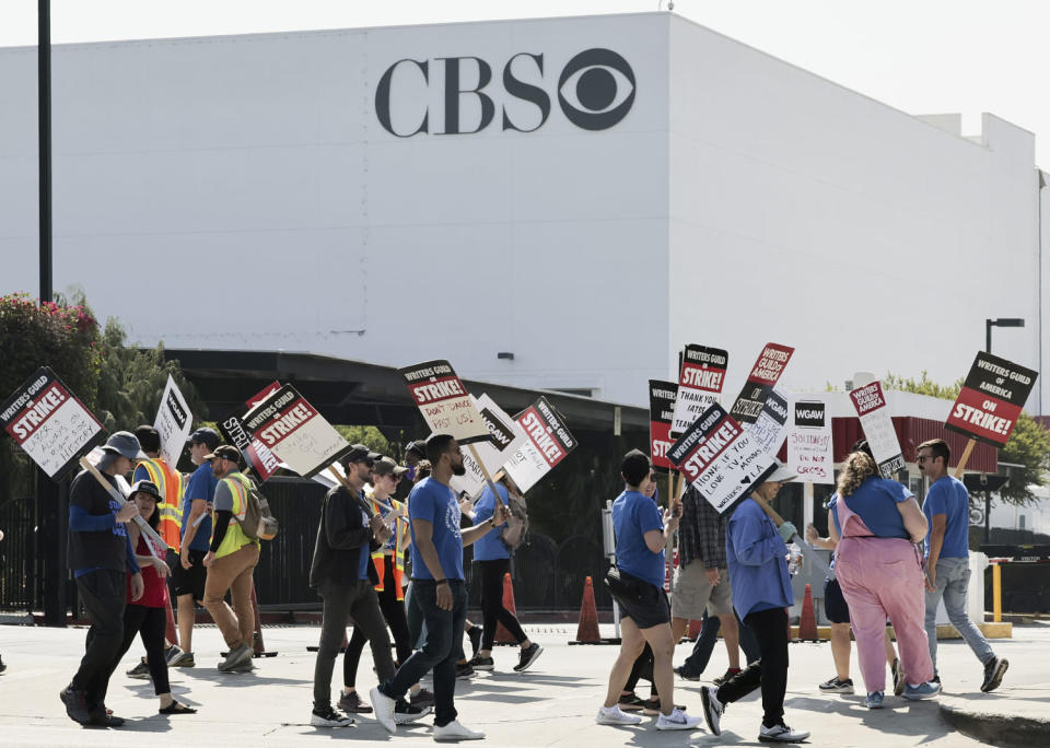 WGA Picketing at CBS Television City (Allen J. Schaben / Los Angeles Times via Getty Imag)